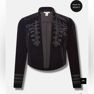 Torrid Festi Stretch Velvet Tailored Military Blazer Size 3